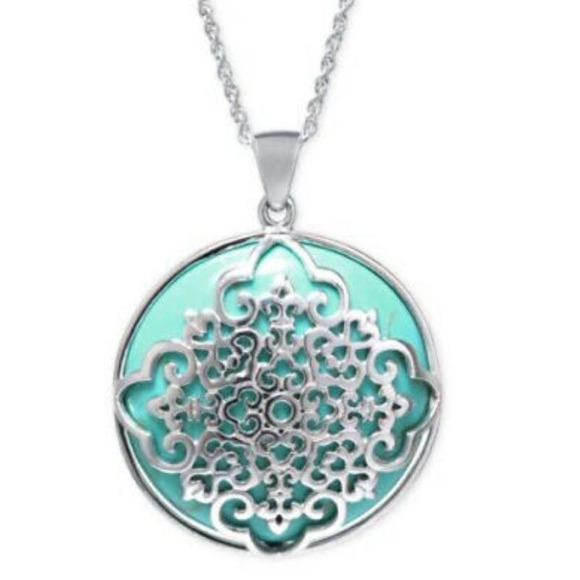 R. H. Macy Silver & Turquoise Filigree Necklace, NWT! - Picture 1 of 6